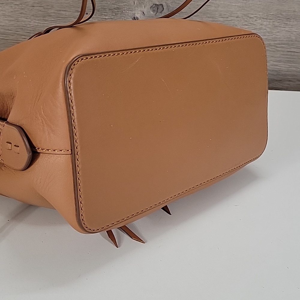Polo by Ralph Lauren Camel Leather Satchel with Braided Trim Crossbody Bag - Picture 8 of 16